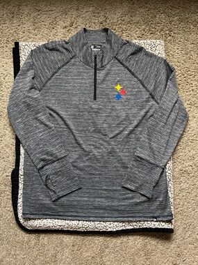 NFL Pittsburgh Steelers Black and White Striped Zip Pullover